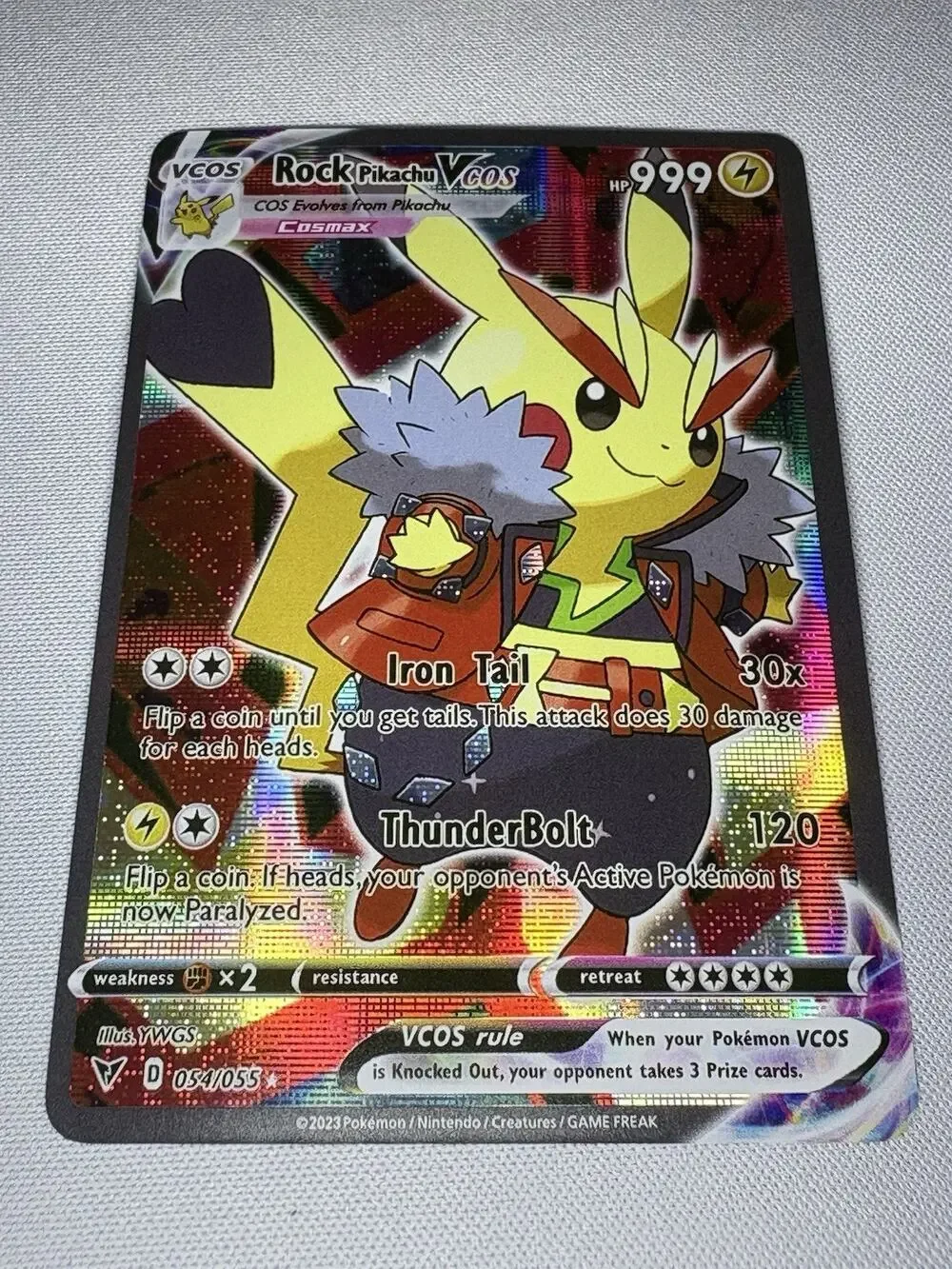Unofficial Rockstar Pikachu Vcos *FAN ART* Card - NOT OFFICIAL POKEMON TCG - NM